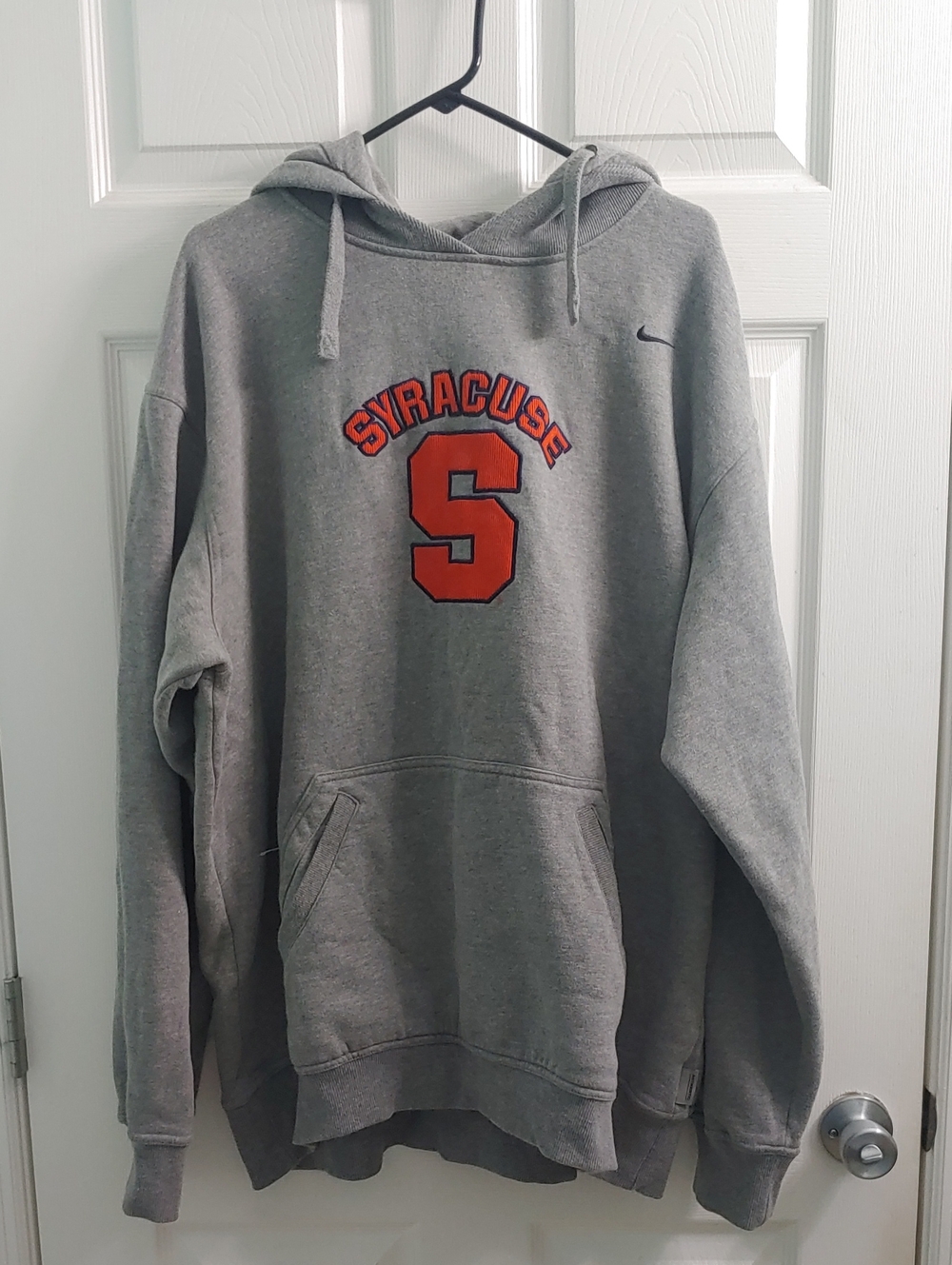 Vintage Nike Team Syracuse Hoodie Unisex XXL Gray Embroidered Sweatshirt
